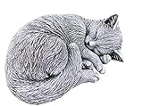 stoneandstyle Steinfigur Katze schlafend, eingerollt, frostfest bis -30°C, massiver Steinguss