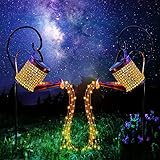 Aimiyaelec Garden Art LED-Licht Solar Gießkanne Fairy Garden Light Wasserfall Garten licht Vine Solar Gießkanne deko mit Lichter(Mit Eisenrahmen)